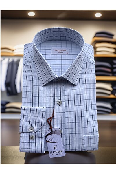 elitpark Lacivert Çizgili Pamuklu Erkek Gömlek