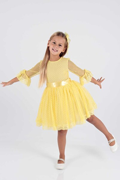 AHENGİM Trendy Abendkleid für Mädchen - Schnalle und Tüllspitze Ak2209