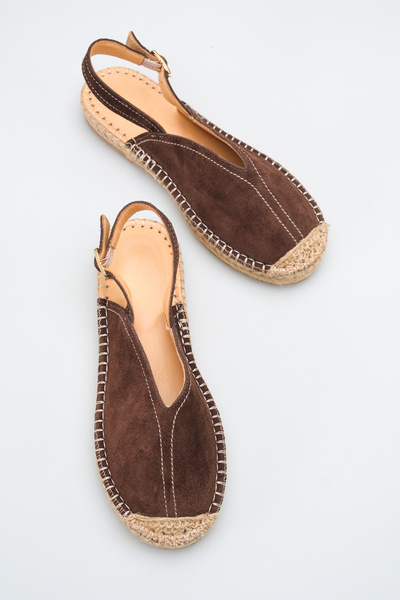 MARSEDO Women's Genuine Leather Espadrille Sabo Daily Sandals Luana Brown