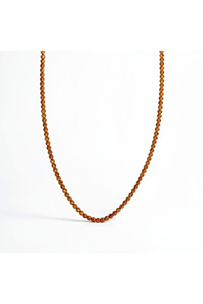 Lithora Jewellery Doğal Karnelyan Akik Taşlı 45 cm Gümüş Kolye