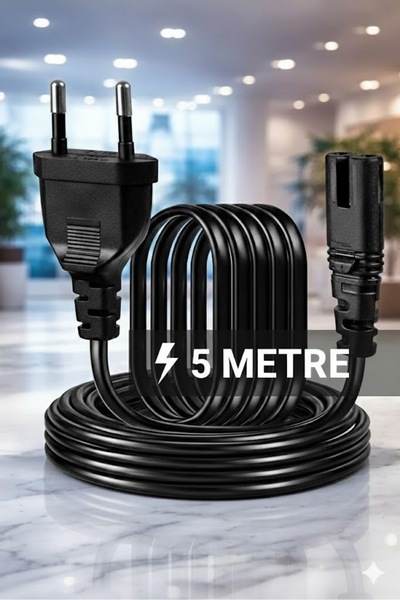 Derwell 5 Metre C7 Güç Kablosu Ps2/ps3/ps4/xbox One S/radyo/tv Işıldak Uyumlu...