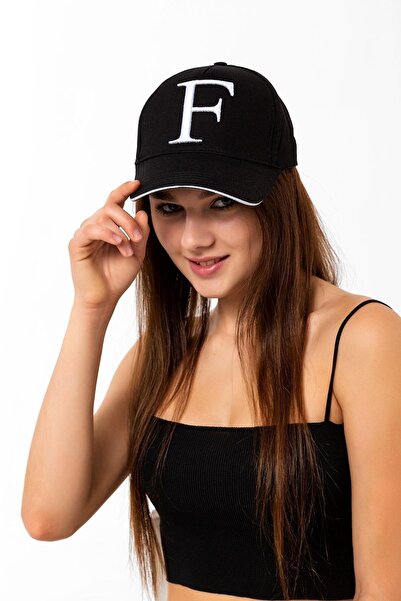 Saria Moda Șapcă neagră unisex cu litera F brodată