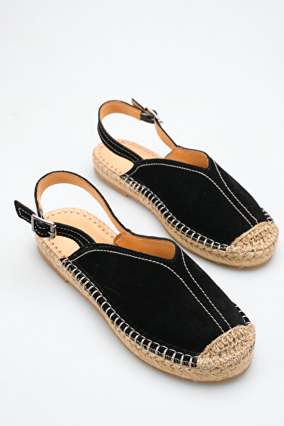 MARSEDO Sandale de damă din piele naturală Espadrille Sabo Daily Luana Negru