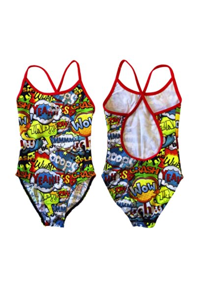 TURBO KIZ ÇOCUK MAYOSU THIN STRAP WOW HAPPY yellow - Renkli - 8 YAŞ