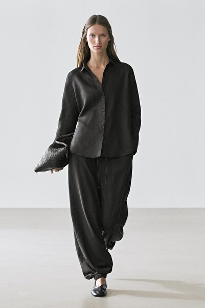 Massimo Dutti Dökümlü keten gömlek