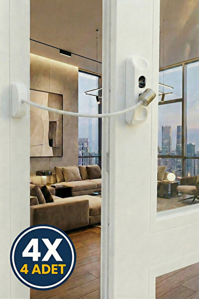 Evene Emniyet Kilidi Pmapen Kilidi Çocuk Hırsız Kilidi Halatlı Pvc 4 Adet