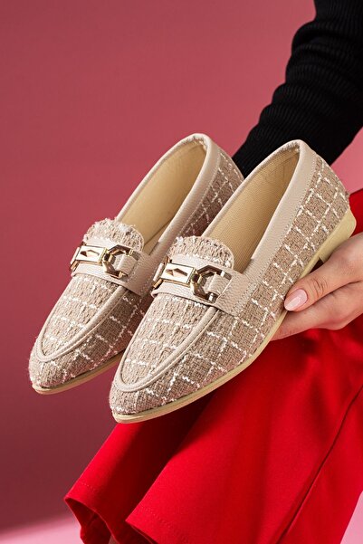 FUGA MODA Lucia Mink Gold Chain Accessory Loafer Ballet Flats