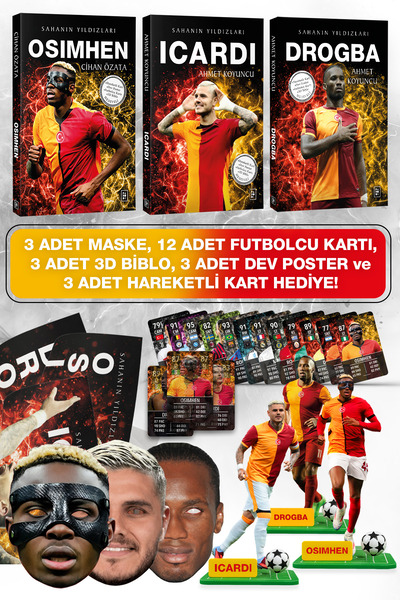 Parodi Yayınları Osimhen, Icardi, Drogba, Futbolcu Kitabı - 3D Biblo, 12li Ka...