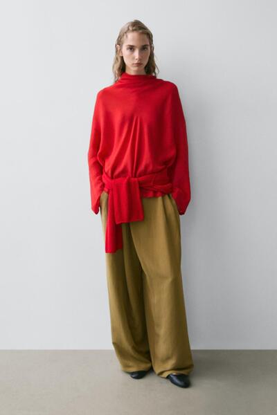 Massimo Dutti Drape yaka dökümlü bluz