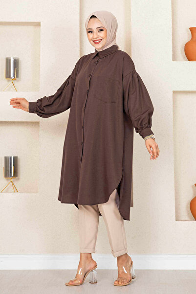 EBRUTESETTÜR سترة حجاب بأكمام وأزرار على شكل بالون - قصة بيضاوية