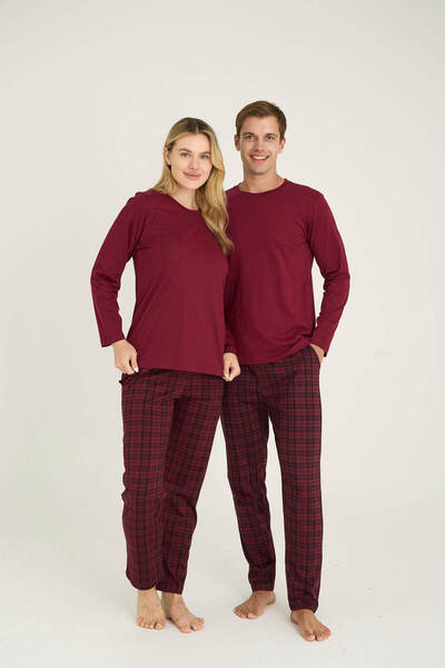 KLY Çiftlere Özel Toplam 4 Parça Konsept Kadın Erkek 2 li Pijama Takımı Çiftlere Özel
