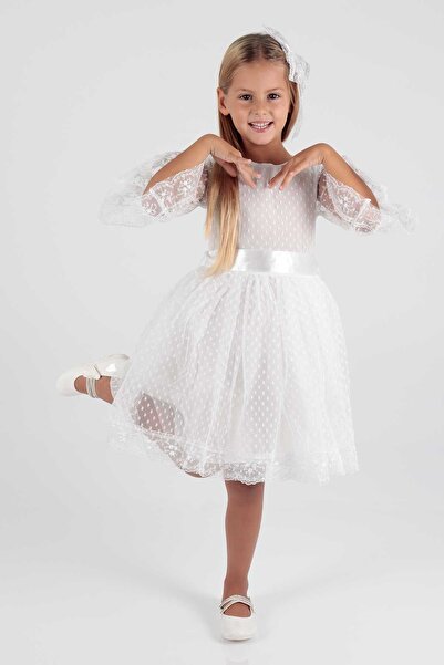 AHENGİM Rochie de seara pentru fete cu catarama si dantela din tul Ak2209