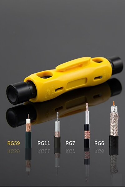 Derwell Koaksiyel Kablo Soyucu Rg-59 Rg-6 Rg-6q Rg-7 Rg-11 Için Çift Uçlu Koa...