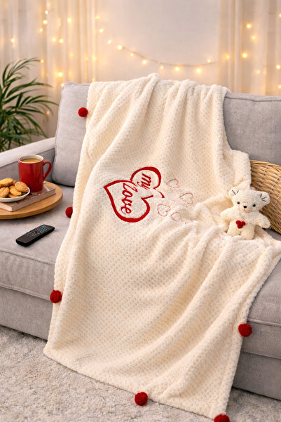 Tomuycuk Подарунок на День закоханих Телевізійний плед My Love з вишивкою у в...