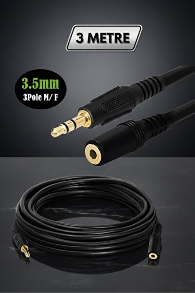 Derwell 3 Metre 3.5mm Erkek Kadın Ses Kulaklık Uzatma Kablosu Telefon Tablet ...