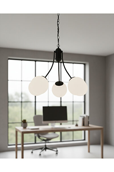 avizade PERA Modern Siyah Metal Gövde 5'li Beyaz Cam Avize - Lüks Aydınlatma ...