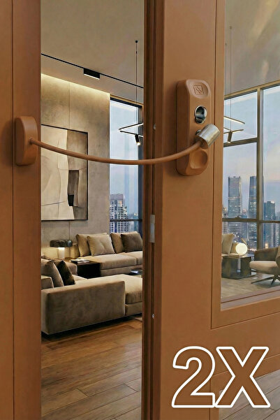 Evene Açık Kahve Pencere Kilidi 2 Adet Halatlı Çocuk Güvenlik Emniyet Hırsız ...