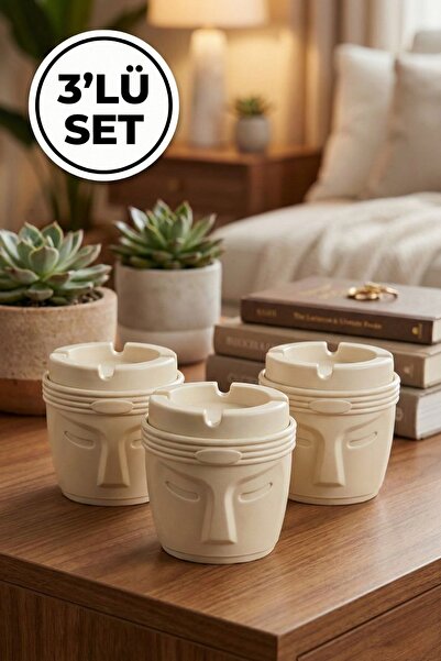 LE PARİS Декоративний набір з 3 попільничок Moai Design - Попільничка з глибо...