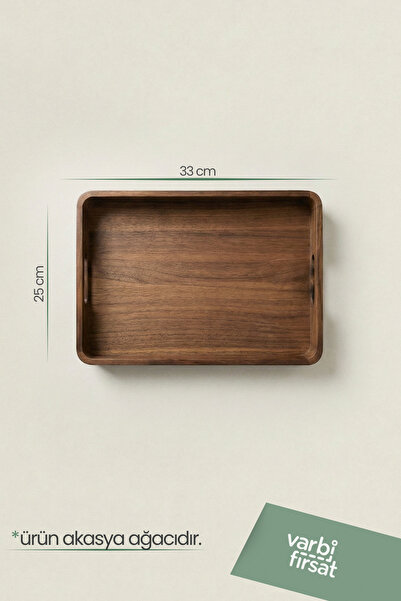 Varbifırsat صينية تقديم من خشب الأكاسيا 33 سم × 25 سم