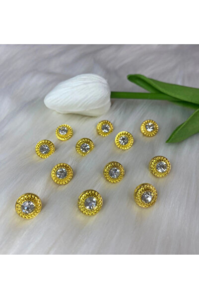 BİGÜMEX Златни копчета с камък (размер 18) 11 мм - 10 броя