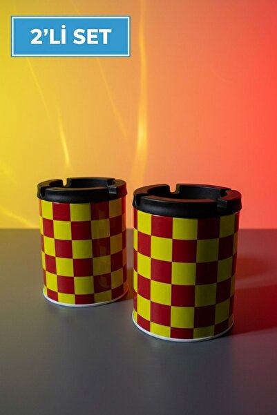 LE PARİS Desenli 2'li Metal Küllük Koku ve Rüzgar Önleyici Kapaklı - Dekoratif