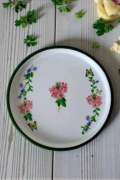 İnci Emaye صينية تقديم مقاس 22 سم، صينية تقديم فردية، صينية قهوة، طبق تقديم، ...