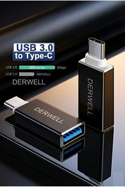 Derwell Type C Usb 3.1 to Usb 3.0 Şarj Data Çevirici Dönüştürücü Adaptör Data...