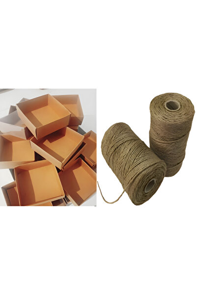 Tudi Home 7x7x2 kutu, katlanmış kurulu 20 adet & jüt ip 20 metre