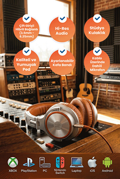 Oneodio Pro50 Kulak Üstü Kablolu Dj Kulaklığı (argintiu)