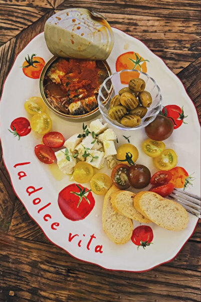 Rakle Pomodoro Stoneware Kayık Presentation Plate 34 cm