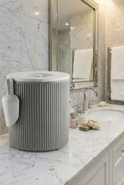 GLUS Detergent Storage Container 2 Piece Set with Shovel |   Powder and Tablet Detergent Storage Box |   Detergent Storage Container |   Gray
