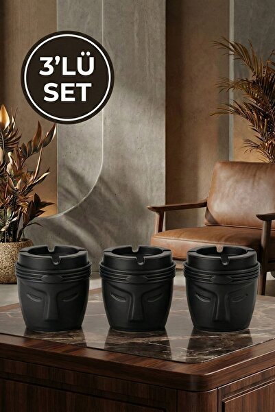 LE PARİS Декоративний набір з 3 попільничок Moai Design - Попільничка з глибо...