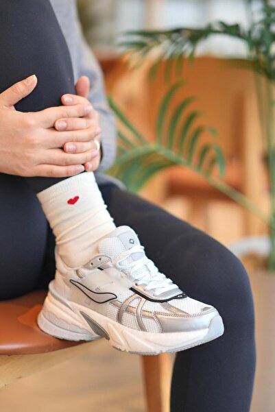 SOLAZER Kadın Gri Beyaz Sneaker Günlük Spor Ayakkabı 044