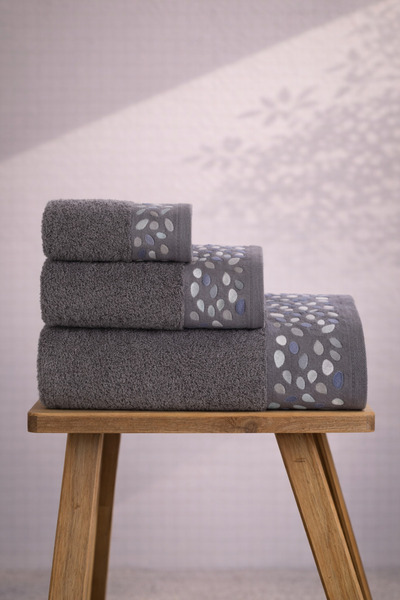 Ellia Soft طقم مناشف موزايك مكون من 3 قطع، 100% قطن، طقم حمام فاخر في علبة، ط...