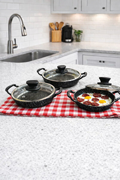 lisa طقم قدور جرانيت 3 قطع أسود 18-20-22 سم