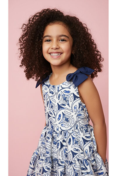 Jolanda BOW DETAIL PATTERNED GIRL'S DRESS