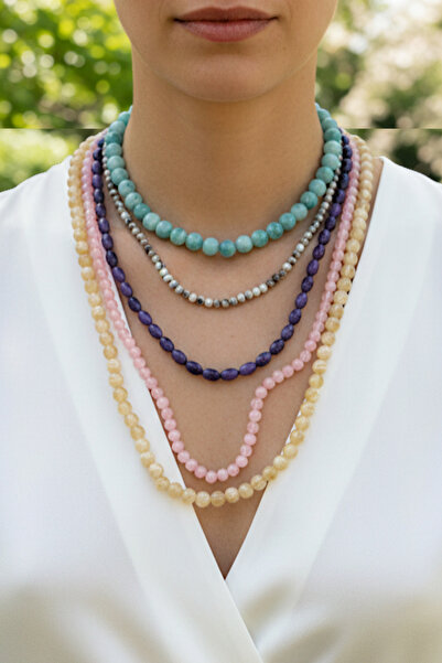 PETEK AKSESUAR RENKLİ AKRİLİK ÇOKLU ZA KOLYE