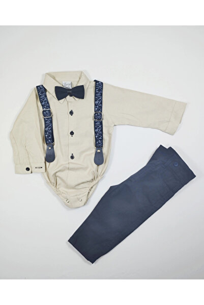 Terry Çıtçıtlı Gömlekli Papyonlu Bebek Takım