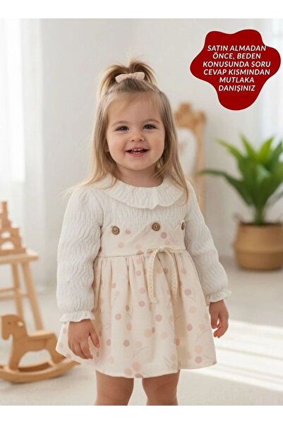 aysskids CLARA Uzun Kollu Etekli Özel Gün Bayramlık Kız Bebek Elbise