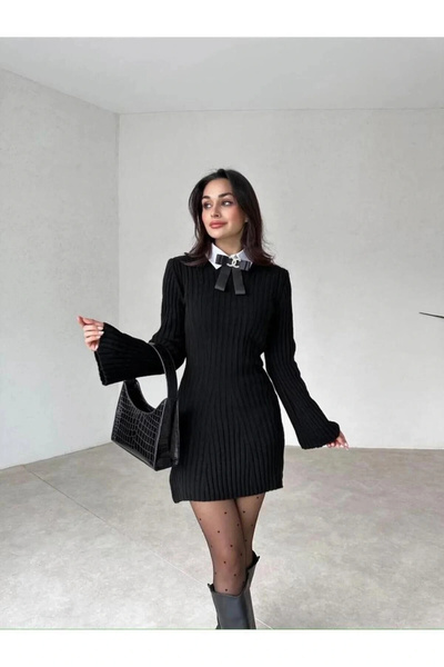 10NUMARAMODA NUMBER 10 FASHION Γυναικείο ανθρακί λαιμόκοψη με φουσκωτό μίνι ρ...