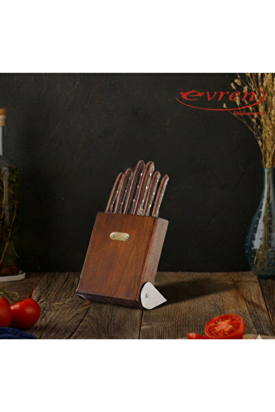 Evren 7 Parça Elit Stantlı Bıçak Seti (SEBZE, EKMEK, MUTFAK, ET, SOYMA, ŞEF B...
