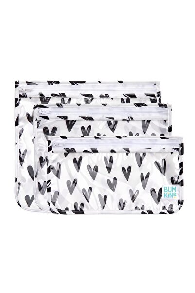 Bumkins حقيبة سفر شفافة مكونة من 3 قطع على شكل قلوب