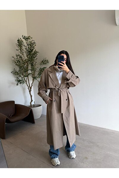 Bade Butik Trench coat oversize din nurcă cu curea