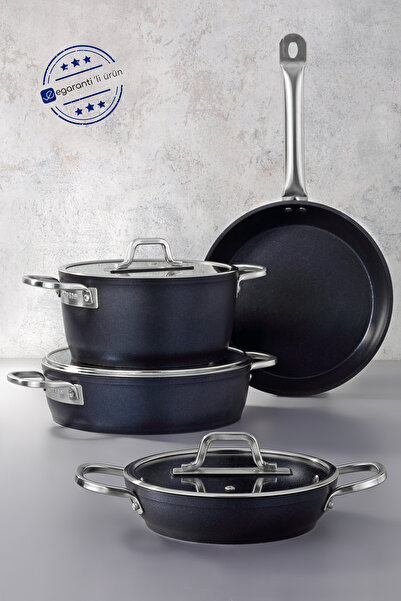 Bonera Pro Plus İndüksiyon Tabanlı 7 Parça Tencere Tava Sahan Seti