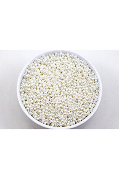 BİGÜMEX 25 جرام - 3 مم حبات اللؤلؤ الأبيض اللون، حبات اللؤلؤ البلاستيكية