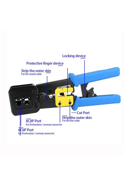 Derwell Yeni 2025 Nesil Rj45 Pense Ezrj45 Sıkma Pensesi Rj11 Rj12 Rj45 Ethernet Konektörü Sıkma Kesme Soyma