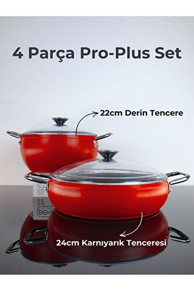 Bonera Pro Plus Piece Cookware Set - Red