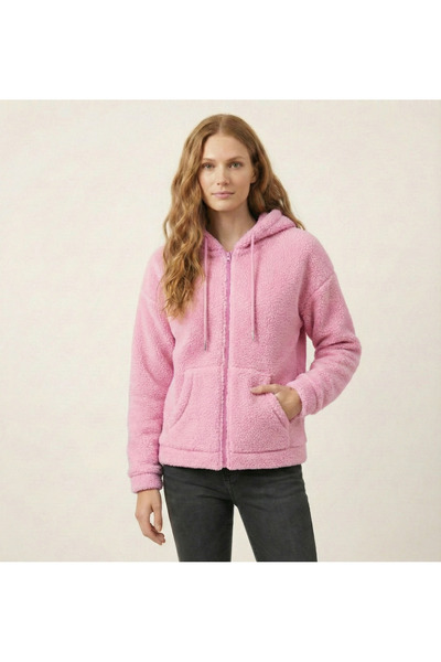 ModaShan Unisex Oversize Kapüşonlu Yumuşak Dokulu Fermuarlı Peluş Sweatshirt ...