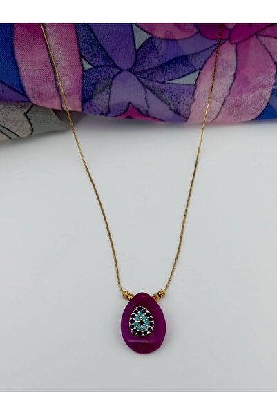 Orelia Takı Mor Doğal Taşlı Kolye