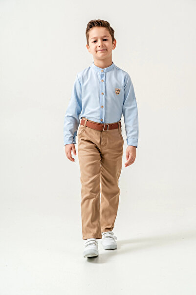 Esterella بدلة مكونة من بنطلون بحزام وقميص بأكمام طويلة وياقة دائرية للصبيان